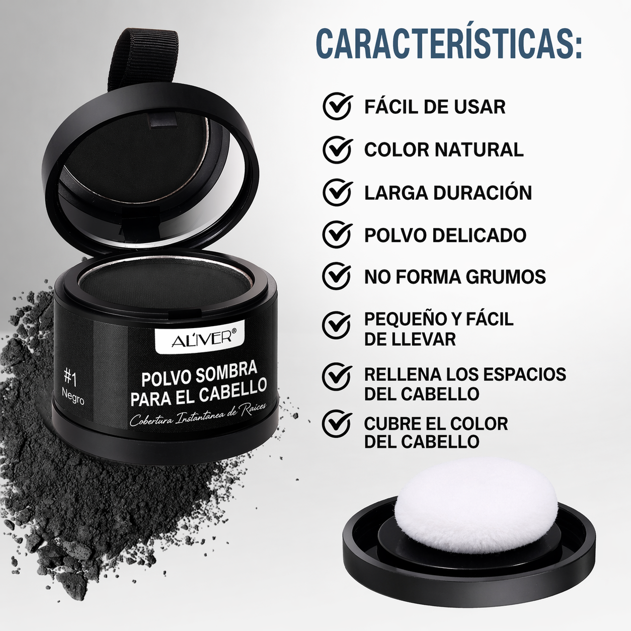 Aliver Tapa Canas Y Calvicie (COLOR NEGRO)